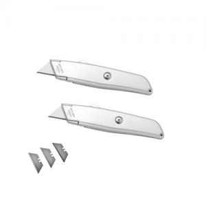 Silver Zinc alloy retractable safety utility knife cutter 