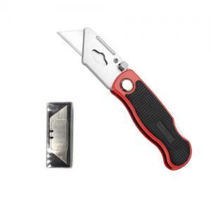 Zinc alloy heavy duty folding knife cutter with 5pcs trapezoid blade