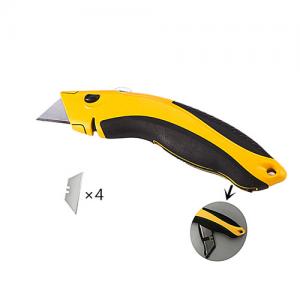 Zinc alloy safety blade retractable utility cutter knife with 3pcs replace blades 